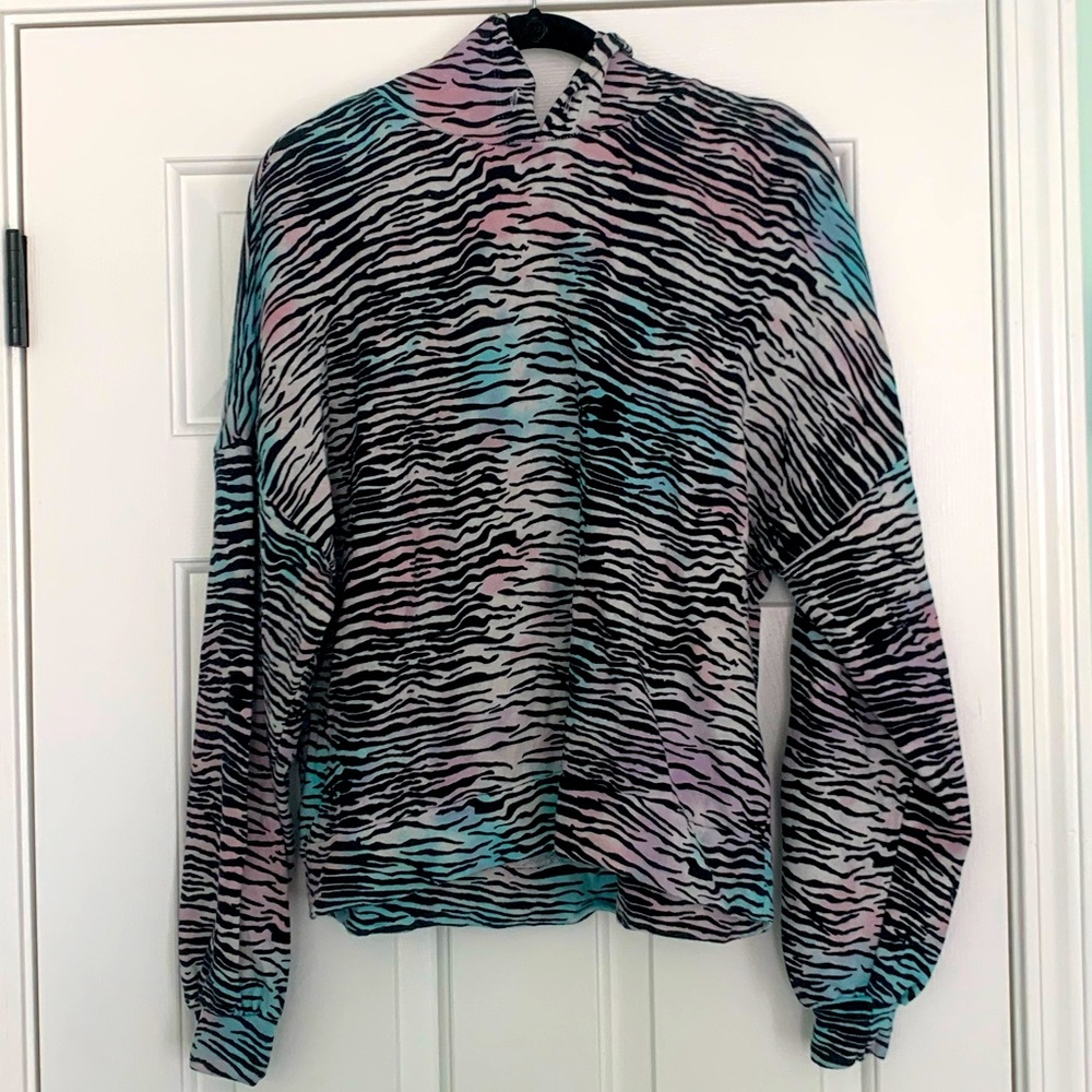 Michael Lauren zebra print hoodie